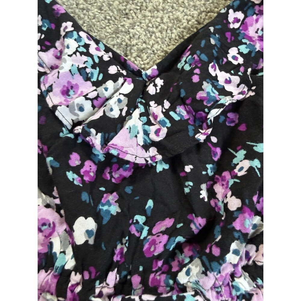 Torrid Floral Babydoll Dress Size 1 Black Floral Flowy Empire Waist - Picture 4 of 6